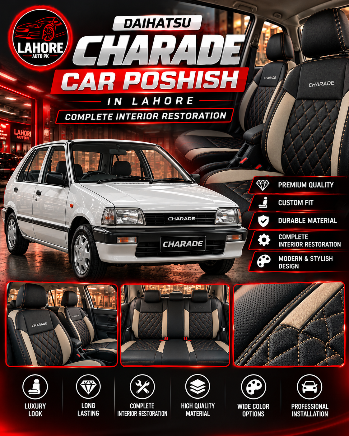 Daihatsu Charade Car Poshish in Lahore – Complete Interior Restoration
